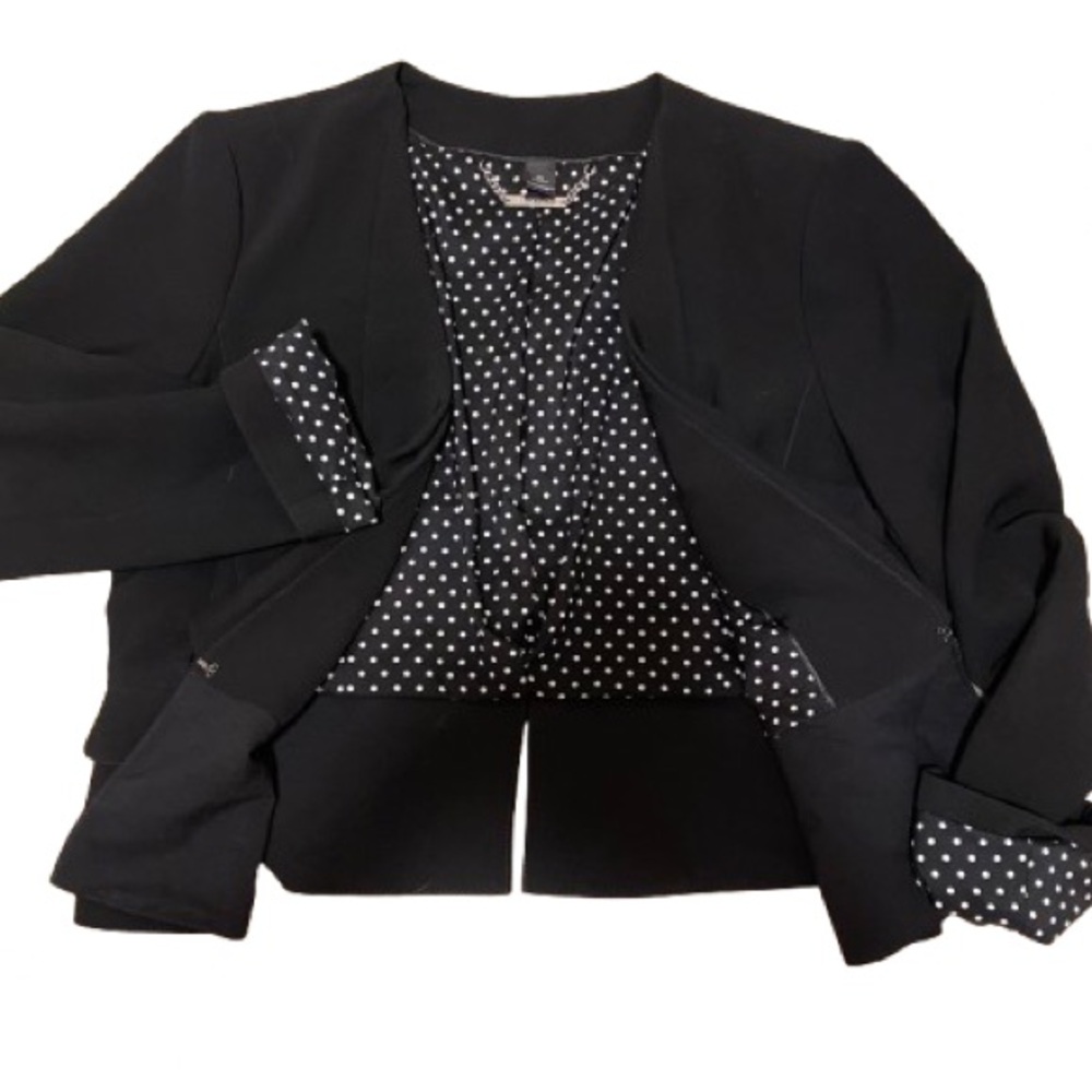 Black White House Black Market open-front blazer with a polka dot lining 14 - Picture 7 of 8